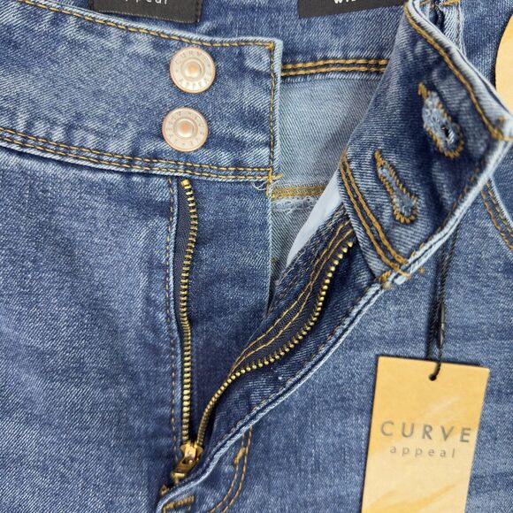 Curve Appeal Jeans High Rise Wide Leg 16/33 Hampton Blue Tummy Tucking Tech NWT - Picture 5 of 16